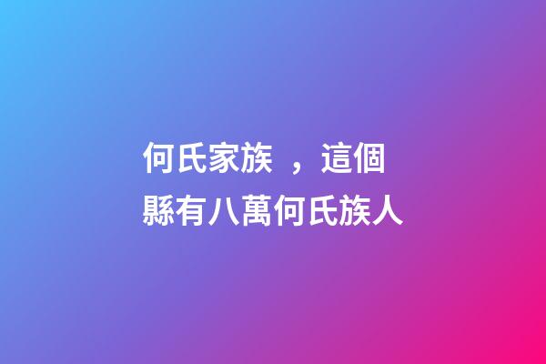 何氏家族，這個縣有八萬何氏族人